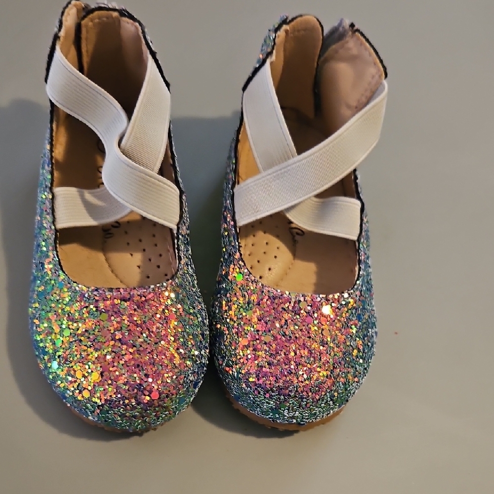Sparkly Kids Dress Shoes with Elastic Straps